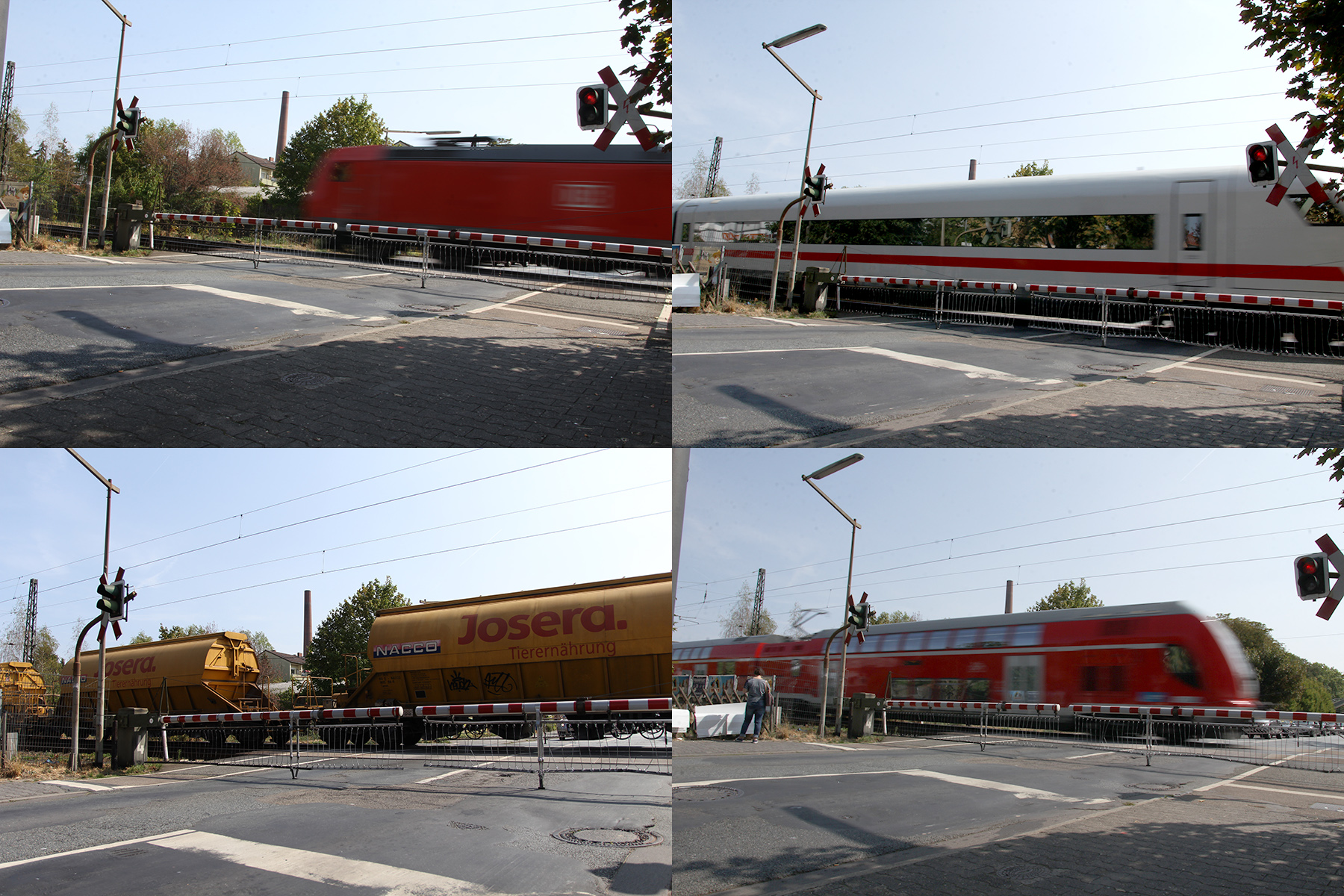 Some backplates with passing trains