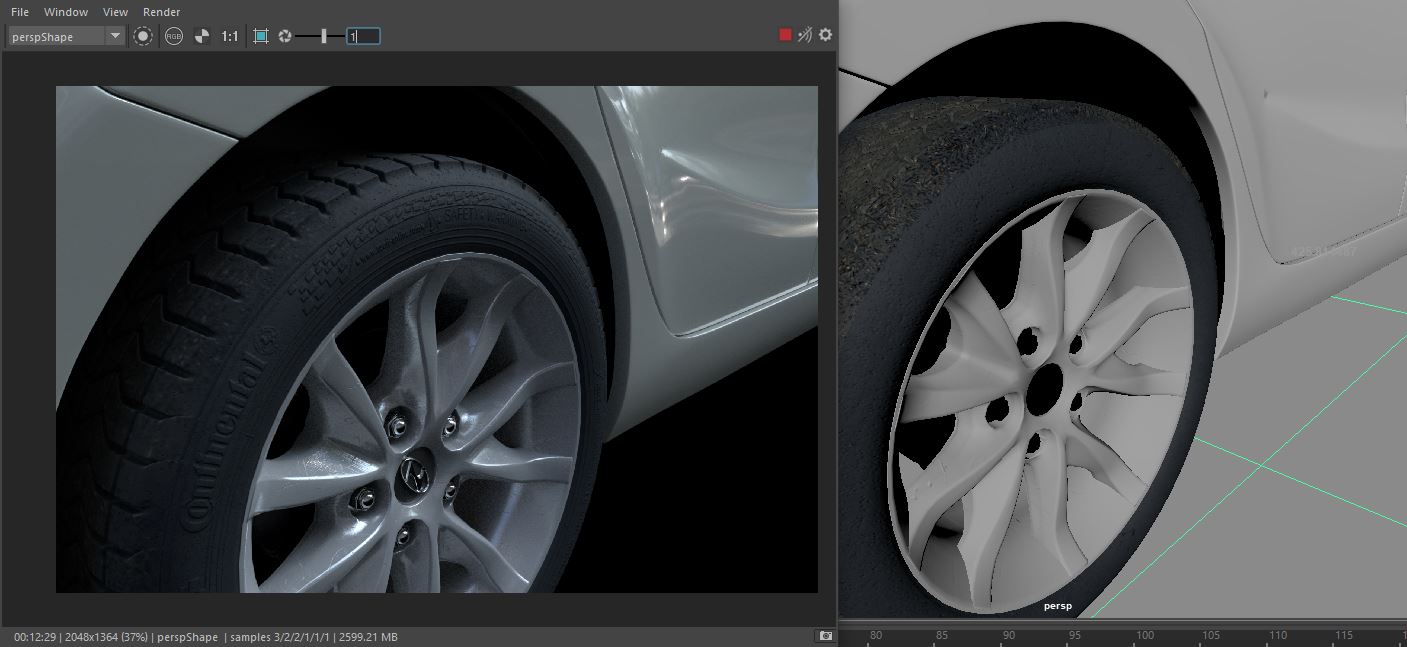 Displacement mapping on tires